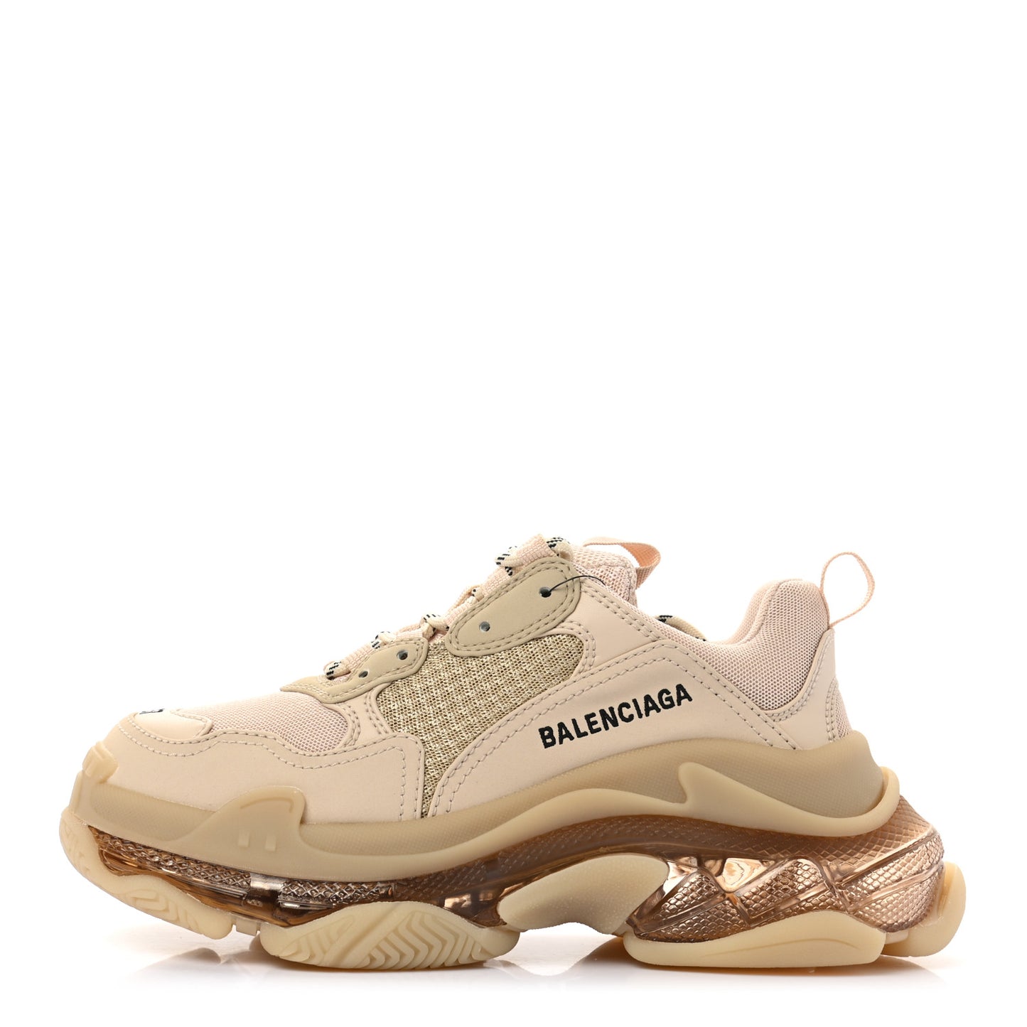 Fabric Mesh Clear Sole Womens Triple S Sneakers 37 Beige