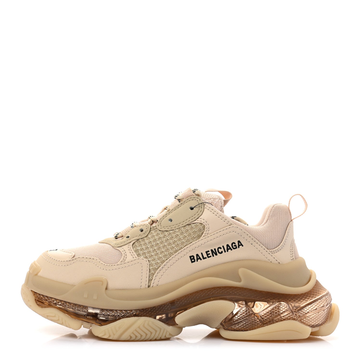 Balenciaga Fabric Mesh Clear Sole Womens Triple S Sneakers 37 Beige 1 of 8