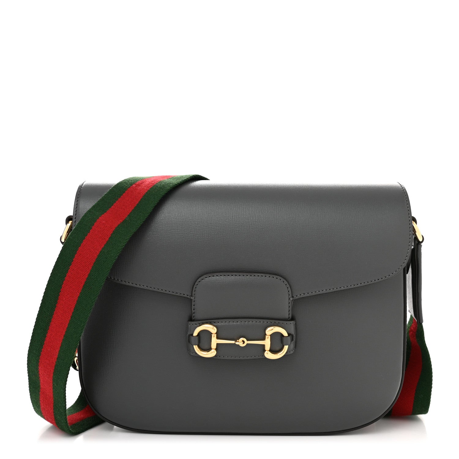 Gucci Azalea Calfskin Web Horsebit 1955 Shoulder Bag Graphite Grey 1 of 10