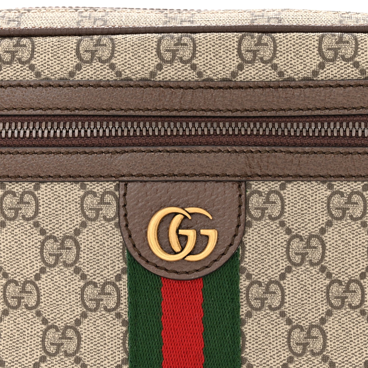 Soft GG Supreme Monogram Medium Ophidia Belt Bag Dark Brown