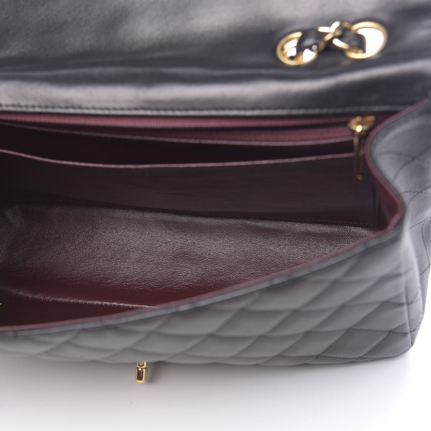 Lambskin Quilted Jumbo Single Flap Black