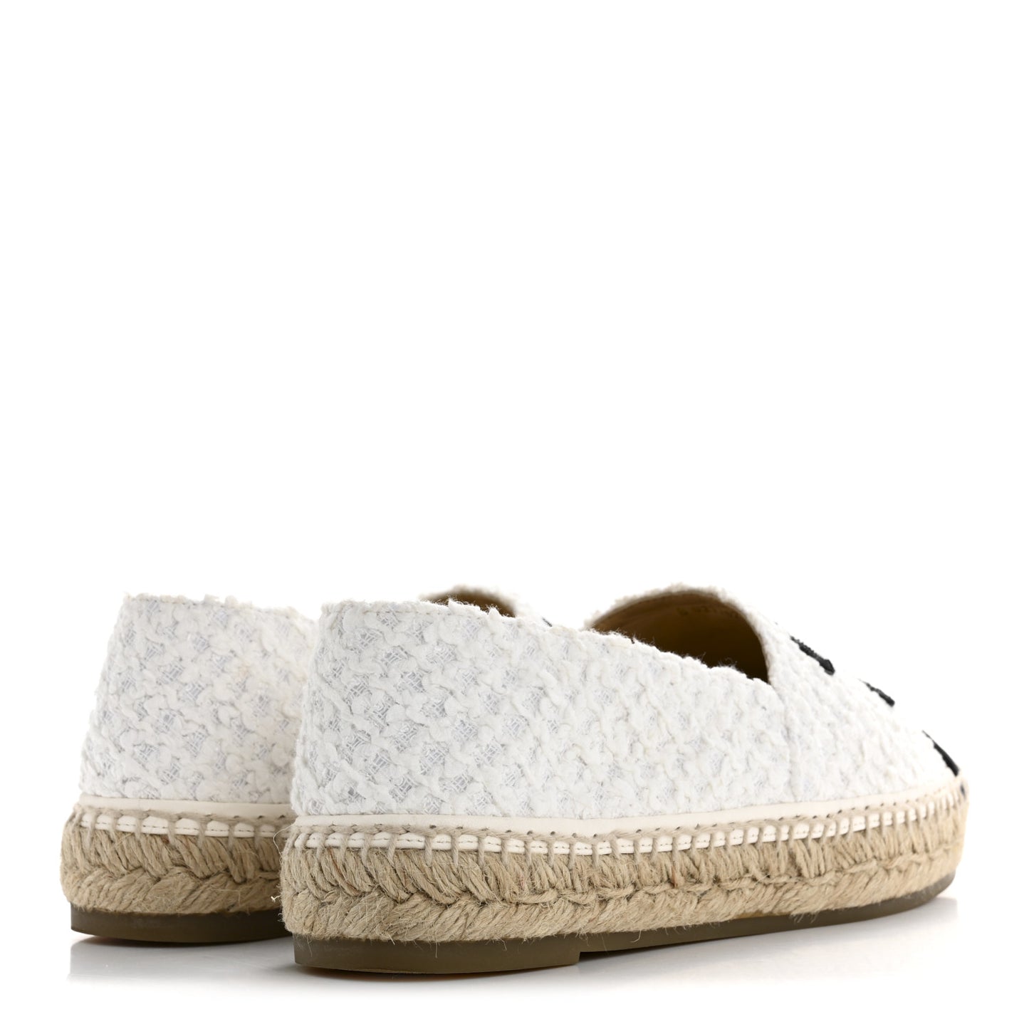 Tweed Grosgrain CC Espadrilles 41 White Black