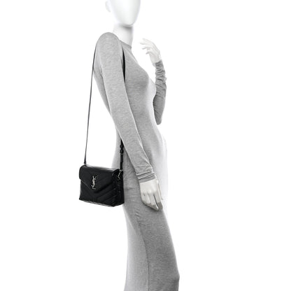 Saint Laurent Calfskin Y Quilted Monogram Toy Loulou Crossbody Bag Black 2 of 12