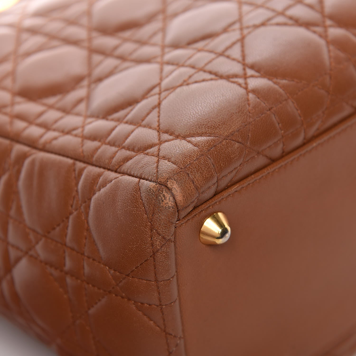Christian Dior Lambskin Cannage Large Lady Dior Tan 16 of 19