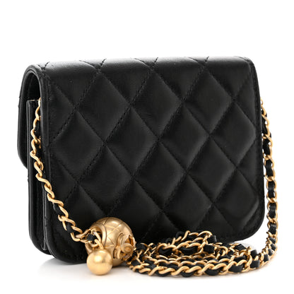 Chanel Lambskin Quilted Pearl Crush Clutch With Chain Black 3 of 12