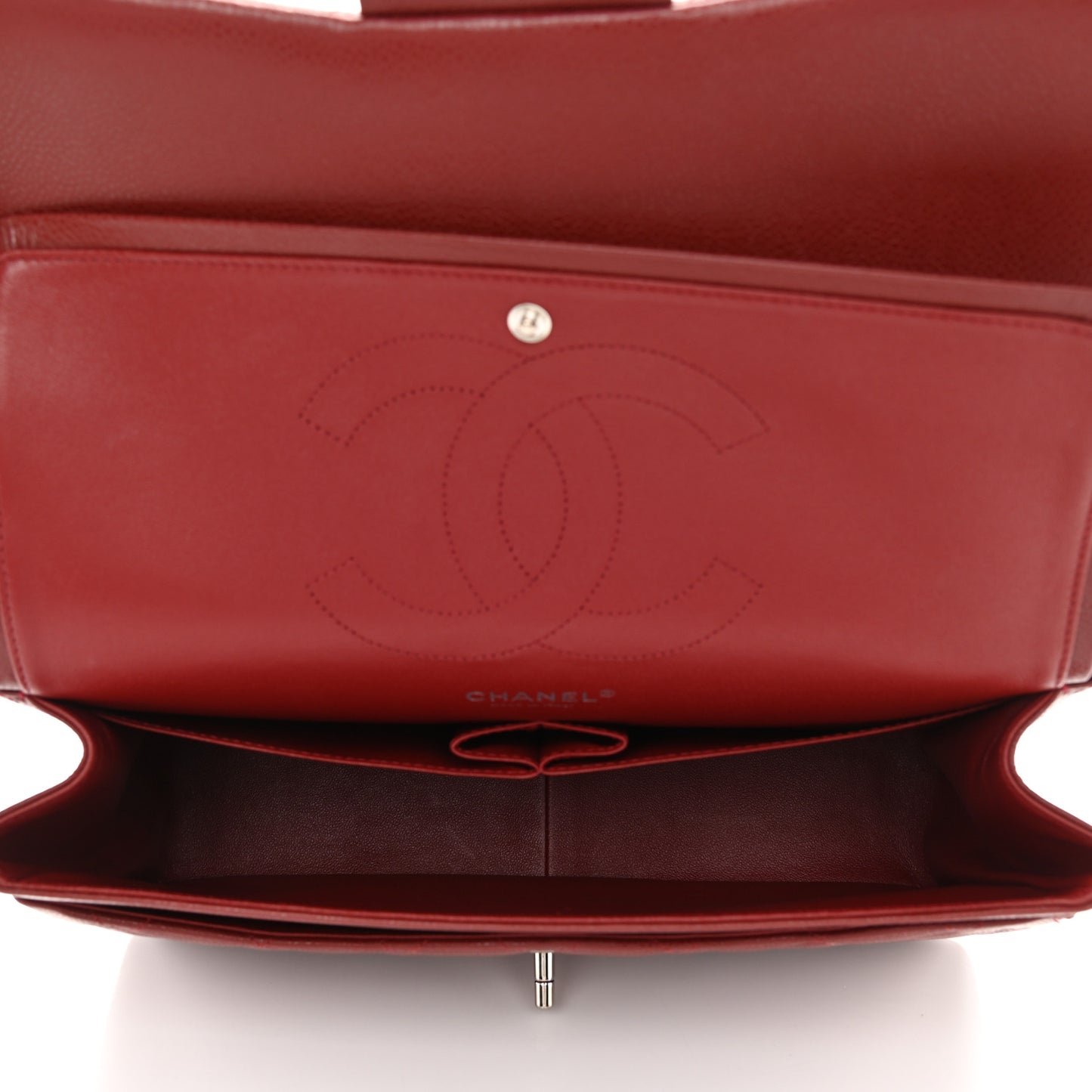 Caviar Quilted Jumbo Double Flap Dark Red