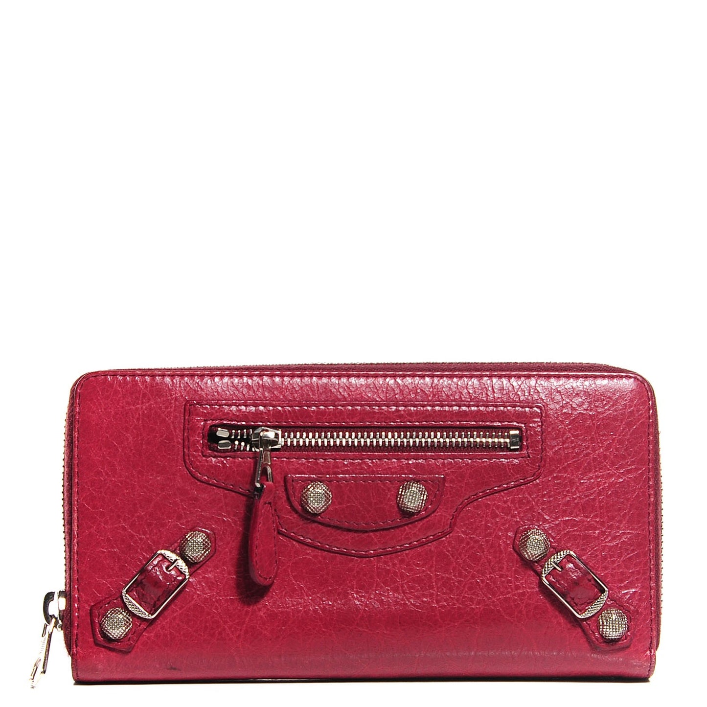 Agneau Giant 12 Silver Hardware Continental Zip Around Wallet Cassis