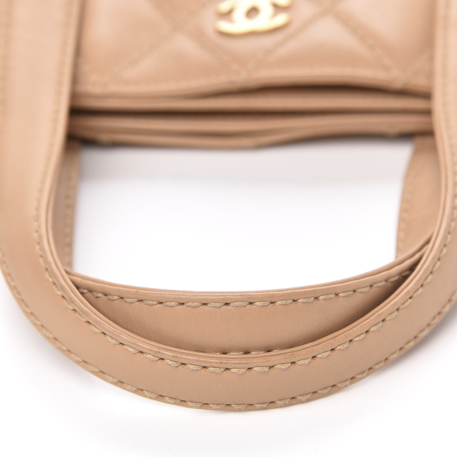 Chanel Calfskin Contrast Stitch Surpique Tote Beige 10 of 13
