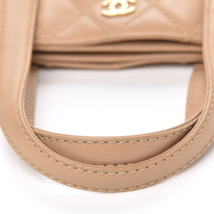 Chanel Calfskin Contrast Stitch Surpique Tote Beige 10 of 13