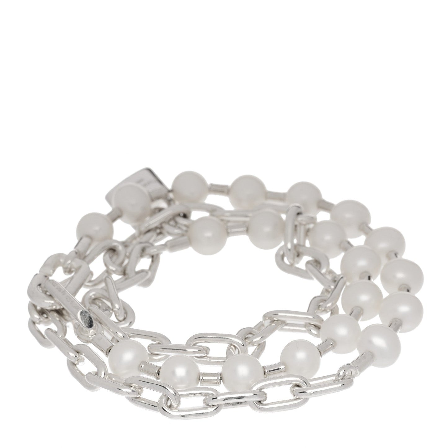 Sterling Silver Freshwater Cultured Pearl HardWear Lock Bracelet
