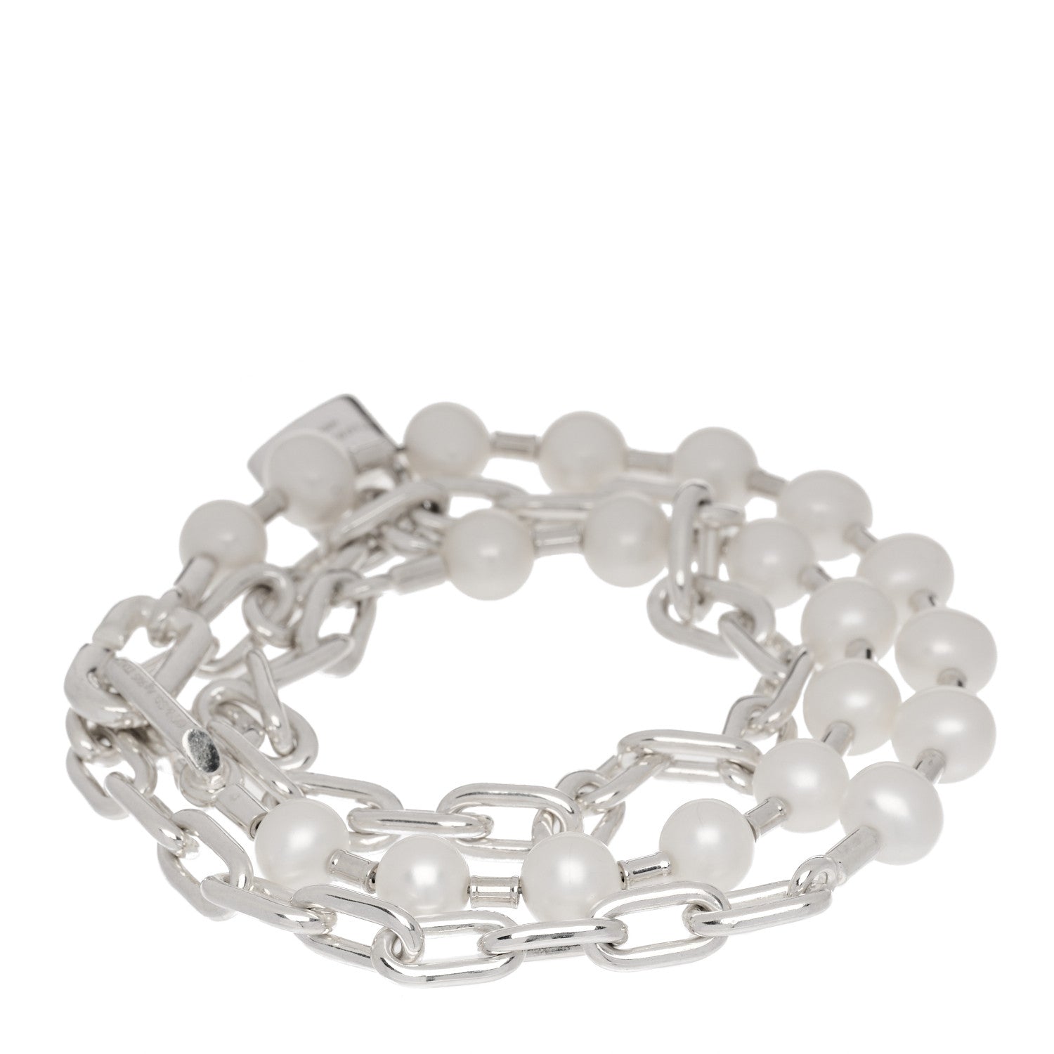 Tiffany Sterling Silver Freshwater Cultured Pearl HardWear Lock Bracelet 3 of 7