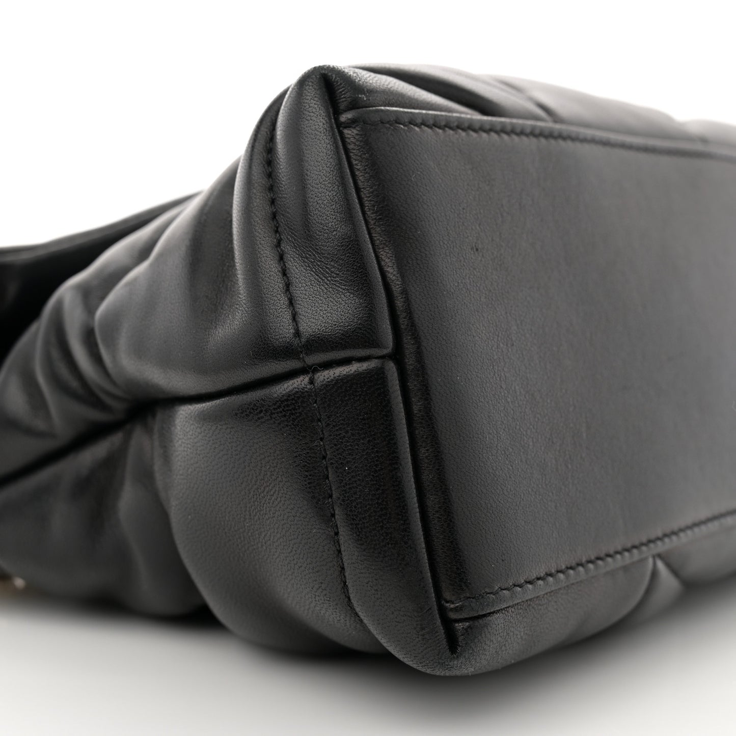 Lambskin Quilted Small Loulou Puffer Monogram Chain Satchel Black