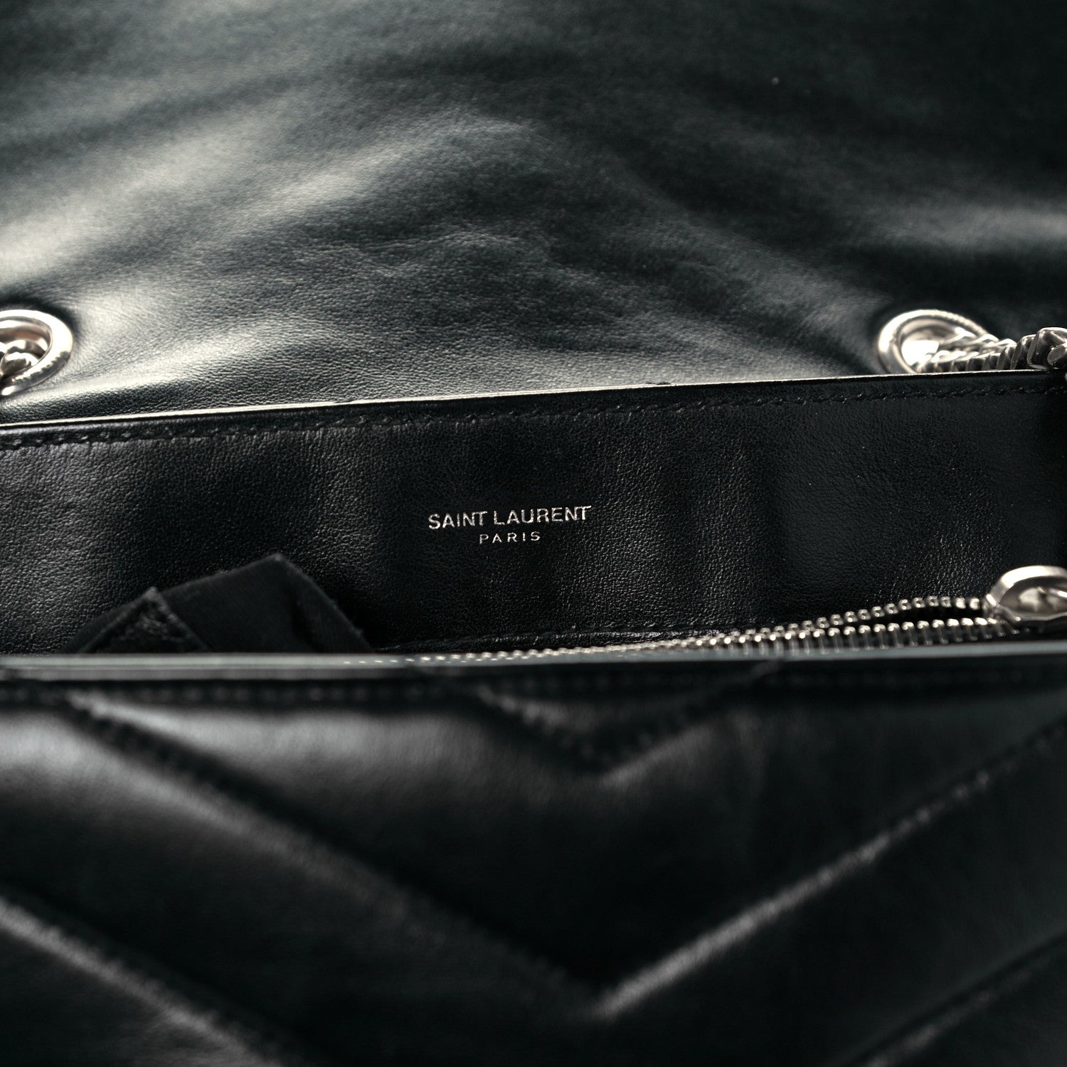 Saint Laurent Calfskin Y Quilted Monogram Medium Loulou Chain Satchel Black 5 of 10