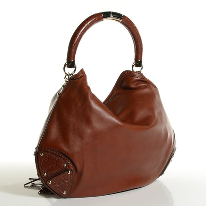 Gucci Calfskin Large Indy Top Handle Hobo Brown 3 of 10