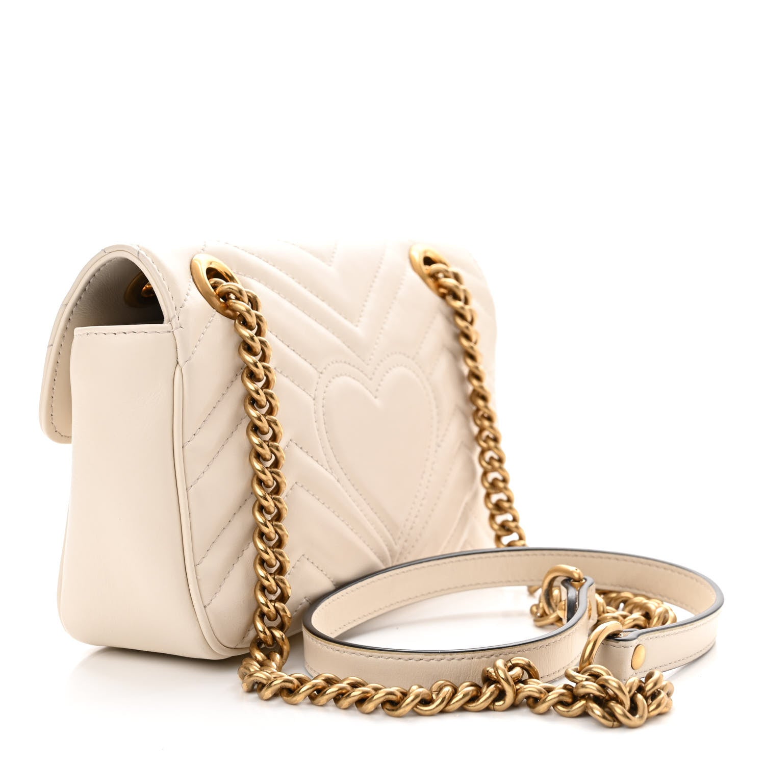 Gucci Calfskin Matelasse Mini GG Marmont Shoulder Bag White 3 of 13