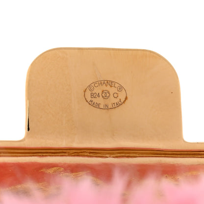 Chanel Metal Fur Flap Bag Long Necklace Gold Pink 6 of 6