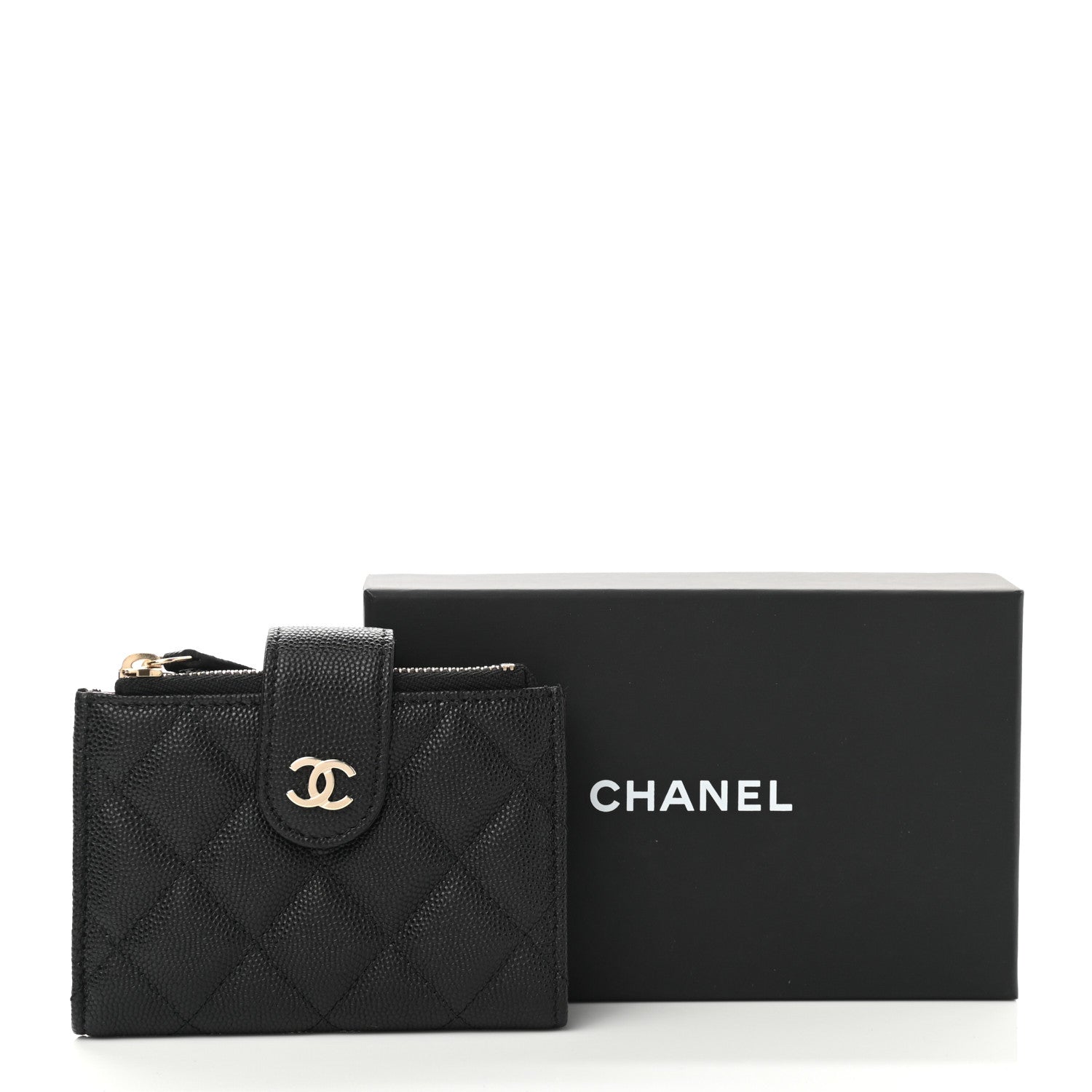 Chanel Caviar Quilted Compact Zipped Pocket Wallet Black 8 of 8