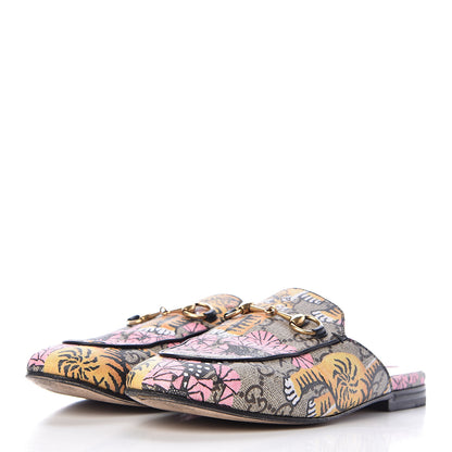Gucci GG Supreme Monogram Bengal Womens Princetown Slippers 35 Beige Crop Pink 3 of 15