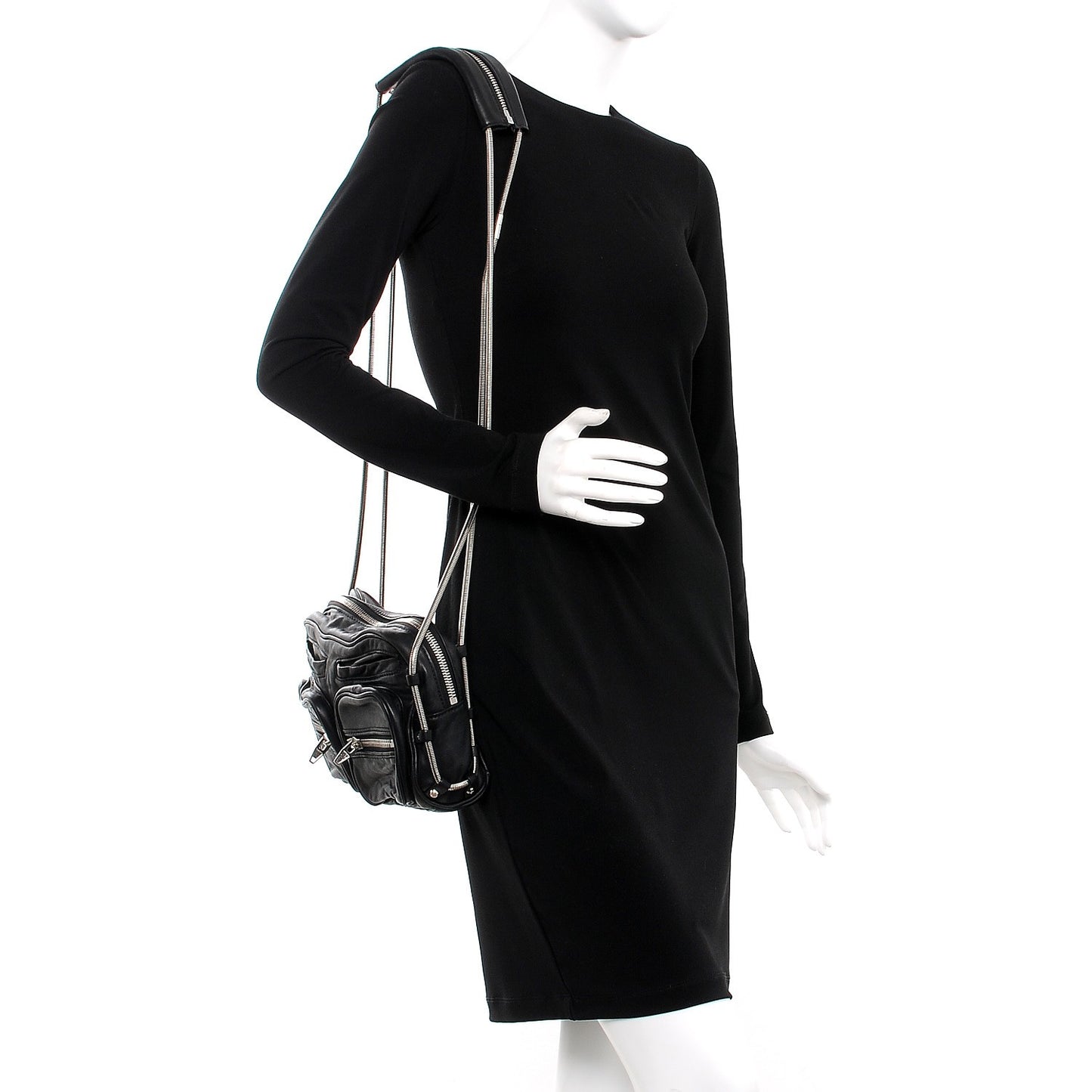 Washed Lambskin Brenda Chain Shoulder Bag Black