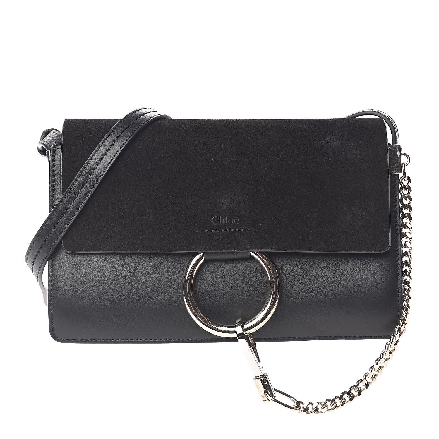 Chloe Suede Calfskin Small Faye Shoulder Bag Black 1 of 11