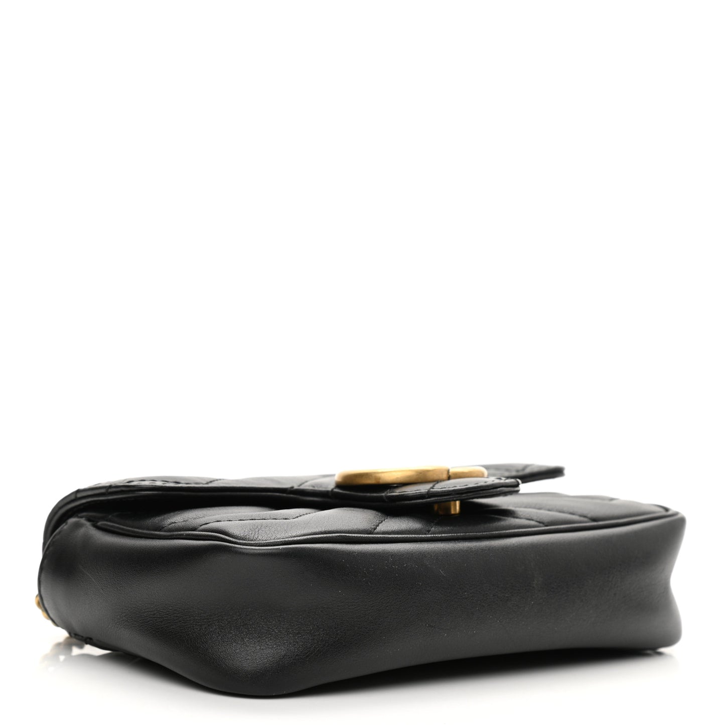 Calfskin Matelasse Super Mini GG Marmont Shoulder Bag Black