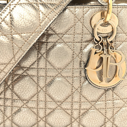 Christian Dior Metallic Grained Calfskin Cannage Mini Supple Lady Dior Pale Gold 12 of 16