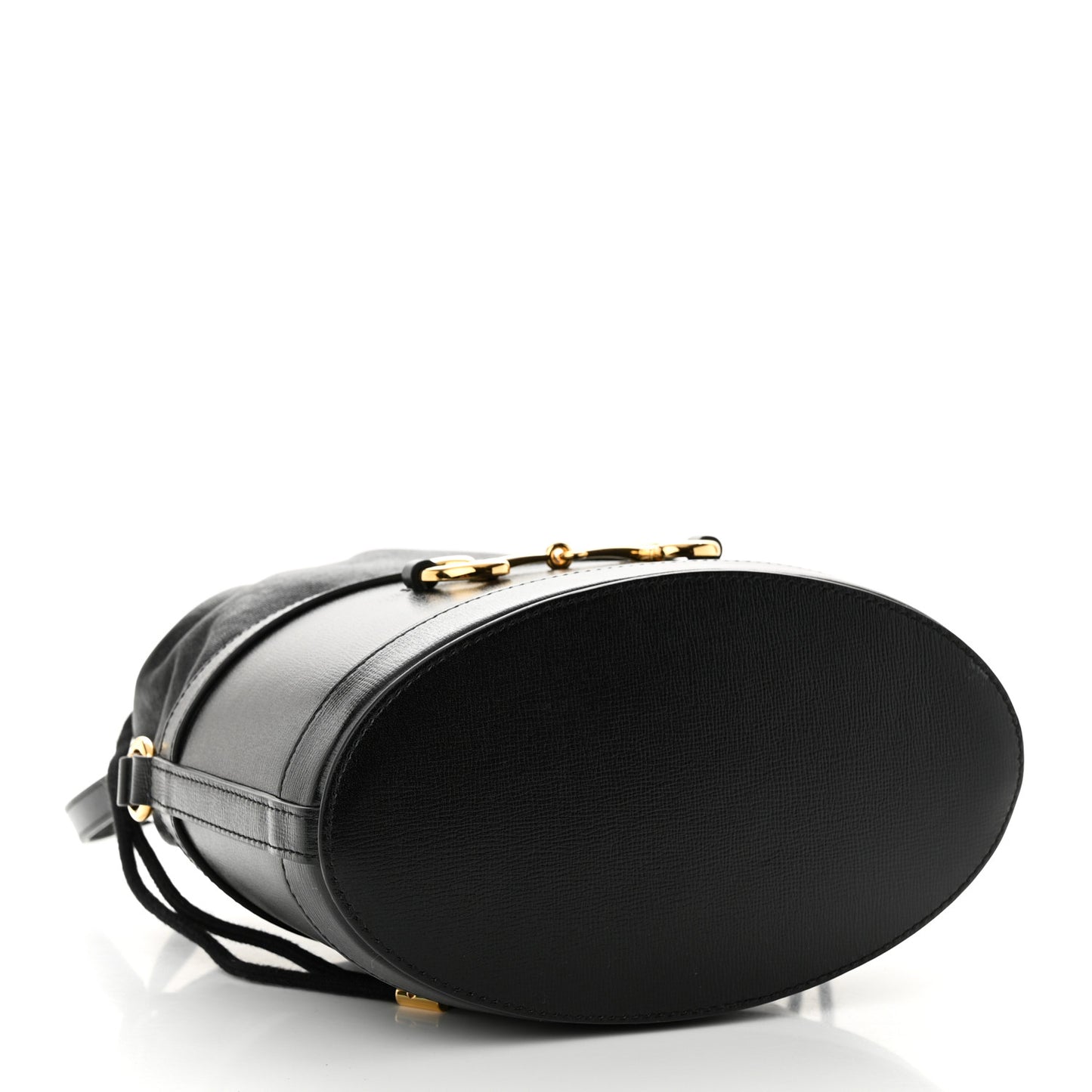 Azalea Sakai Calfskin Horsebit 1955 Drawstring Bucket Bag Black