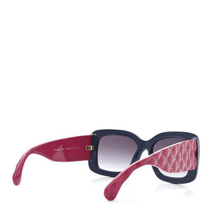 Chanel Acetate Quilted CC Rectangle Sunglasses 5483 Pink Blue 4 of 7