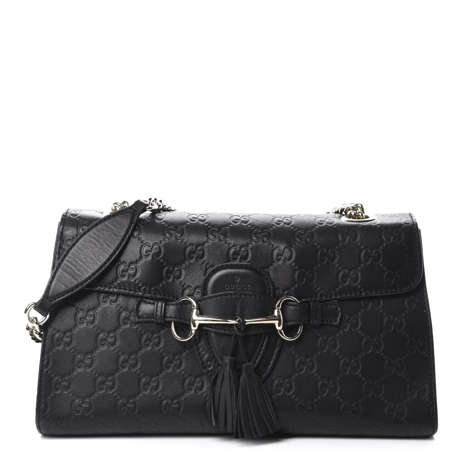 Gucci Guccissima Medium Emily Chain Shoulder Bag Black 1 of 12