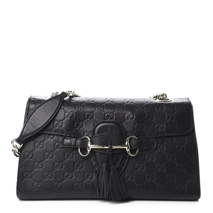 Gucci Guccissima Medium Emily Chain Shoulder Bag Black 1 of 12
