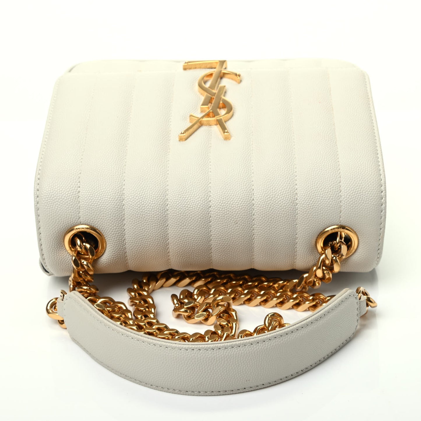 Grain De Poudre Matelasse Monogram Medium Vicky Chain Bag Crema Soft