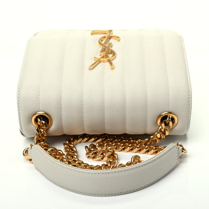 Saint Laurent Grain De Poudre Matelasse Monogram Medium Vicky Chain Bag Crema Soft 10 of 10