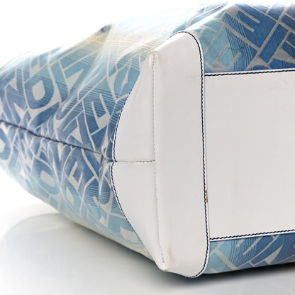 Fendi Calfskin Canvas Basket Sea Medium Tote White Blue 10 of 27