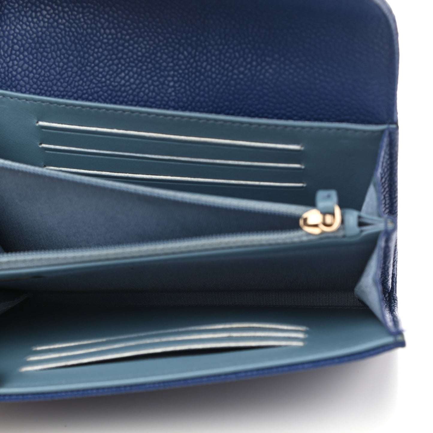 Caviar Quilted Medium CC Box Flap Wallet Blue