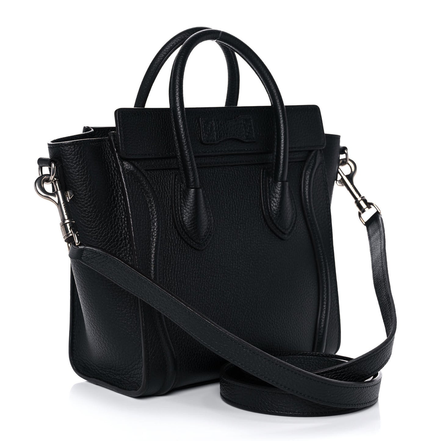Drummed Calfskin Nano Luggage Black
