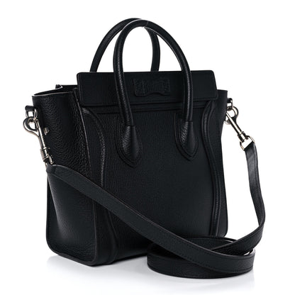 Celine Drummed Calfskin Nano Luggage Black 3 of 9