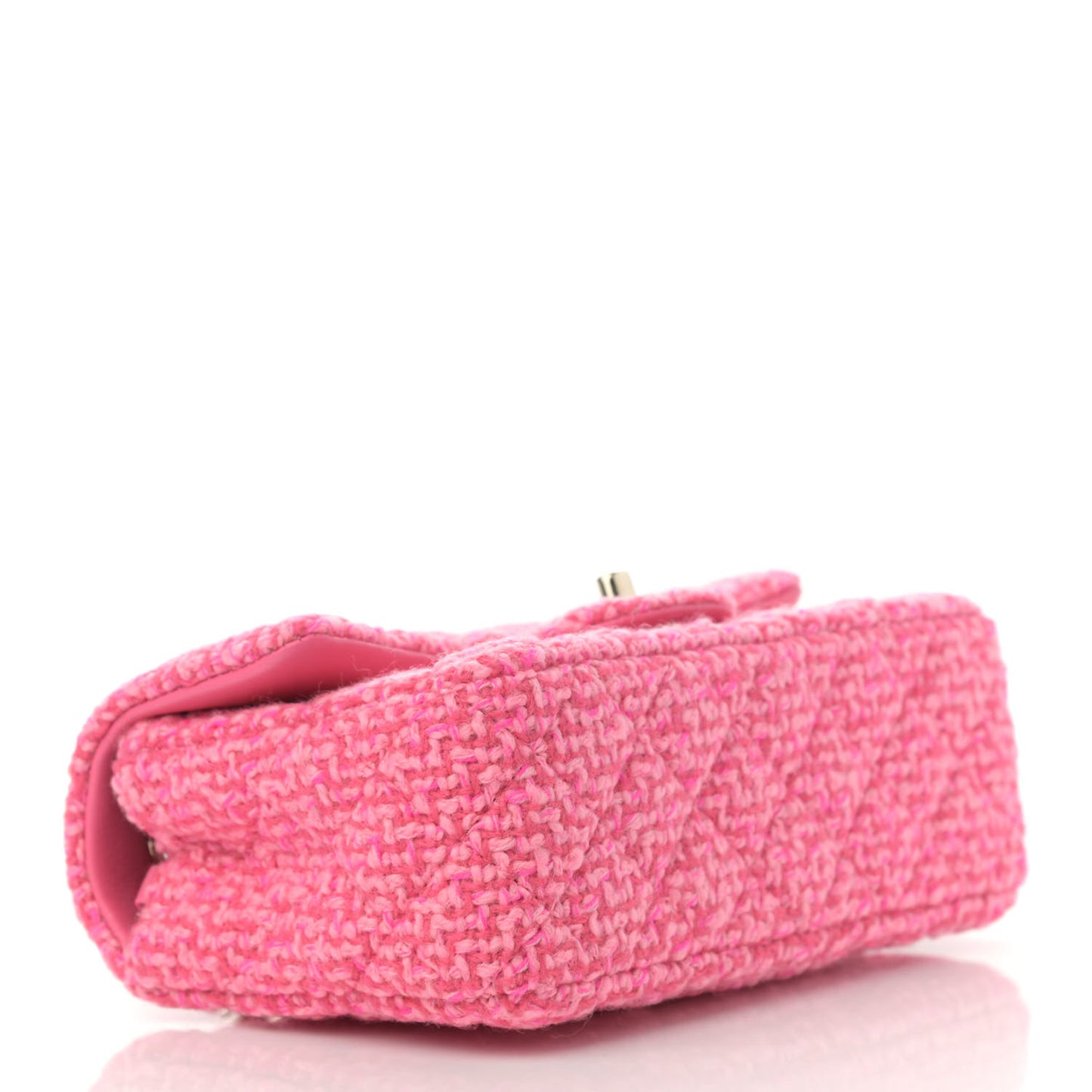 Wool Tweed Quilted Mini Rectangular Flap Dark Pink Fuchsia