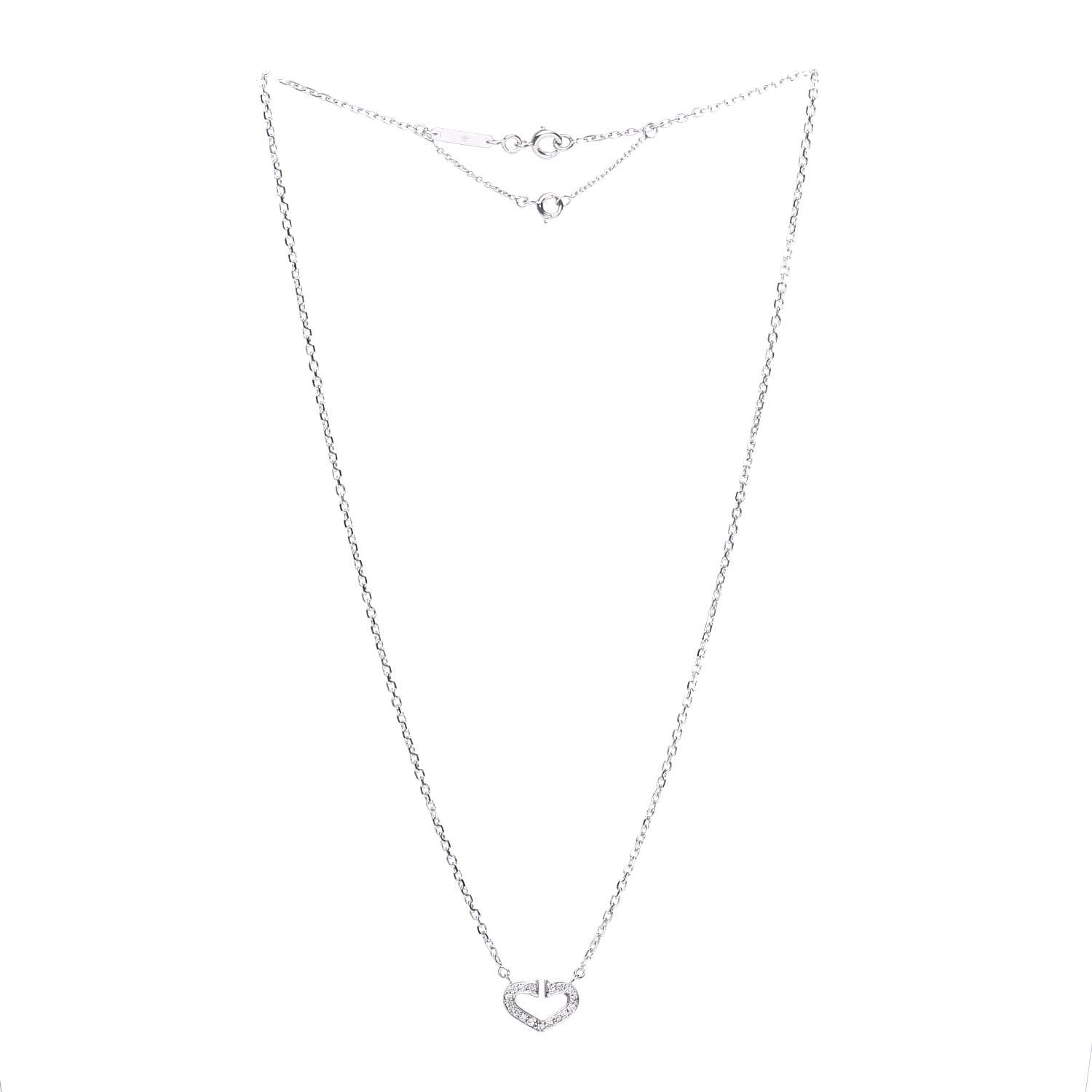 Cartier 18K White Gold Diamond Small Hearts and Symbols Pendant Necklace 3 of 6