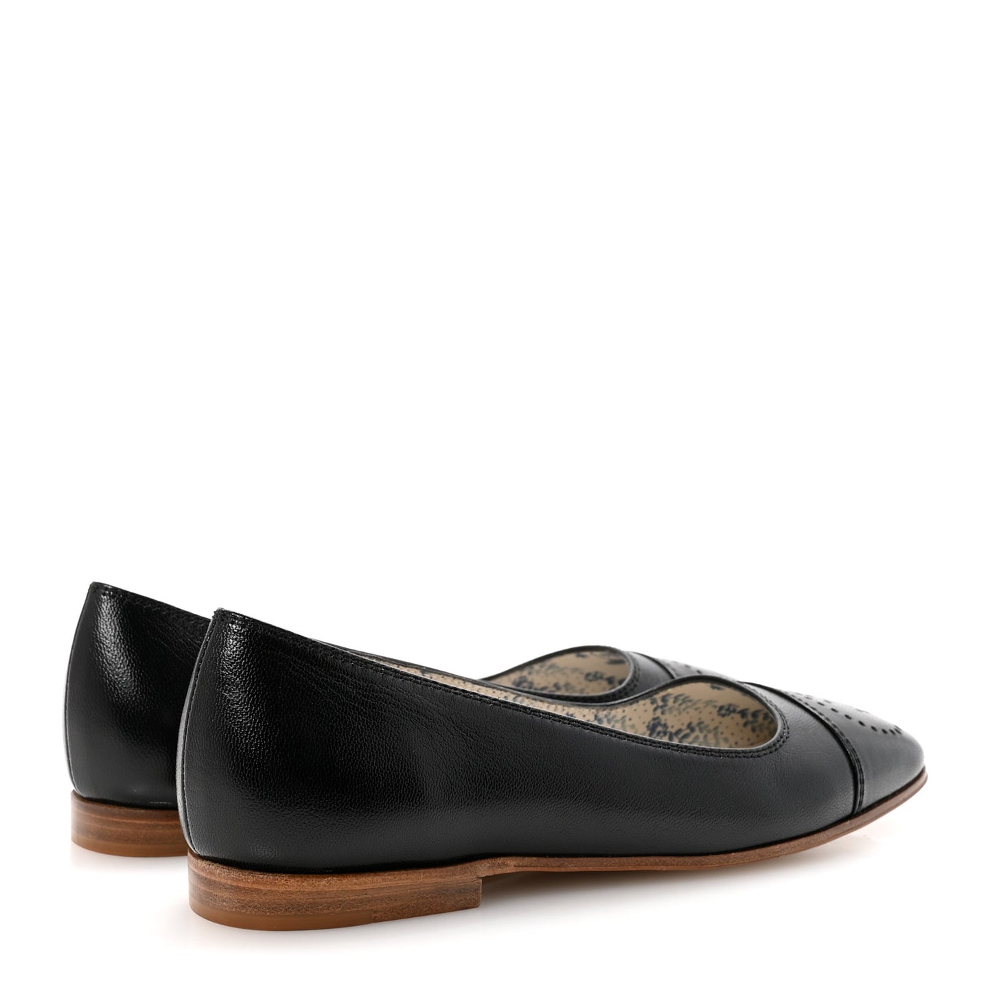Goatskin Perforated Interlocking G Ballet Flats 35.5 Black
