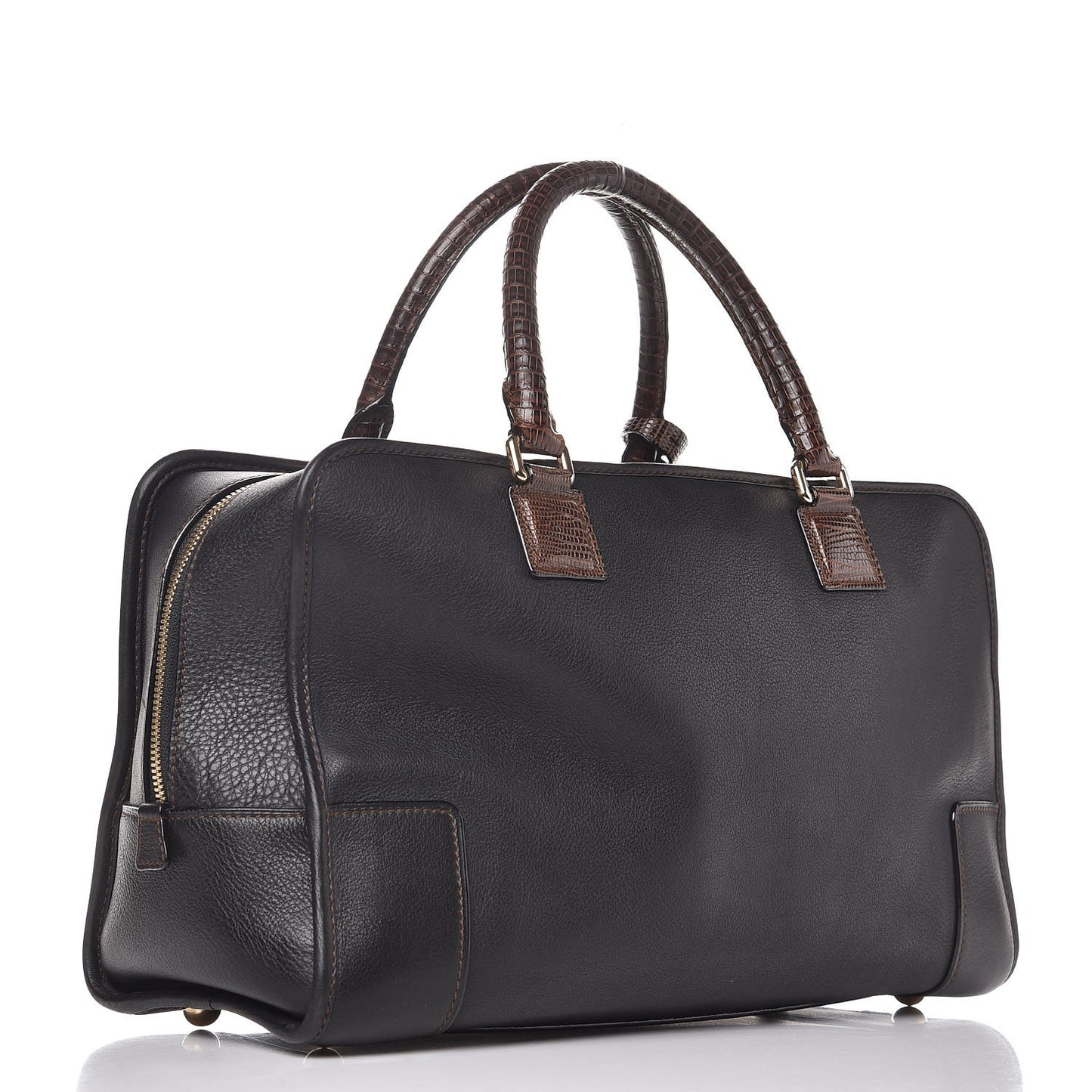 Calfskin Lizard Amazona Black Brown