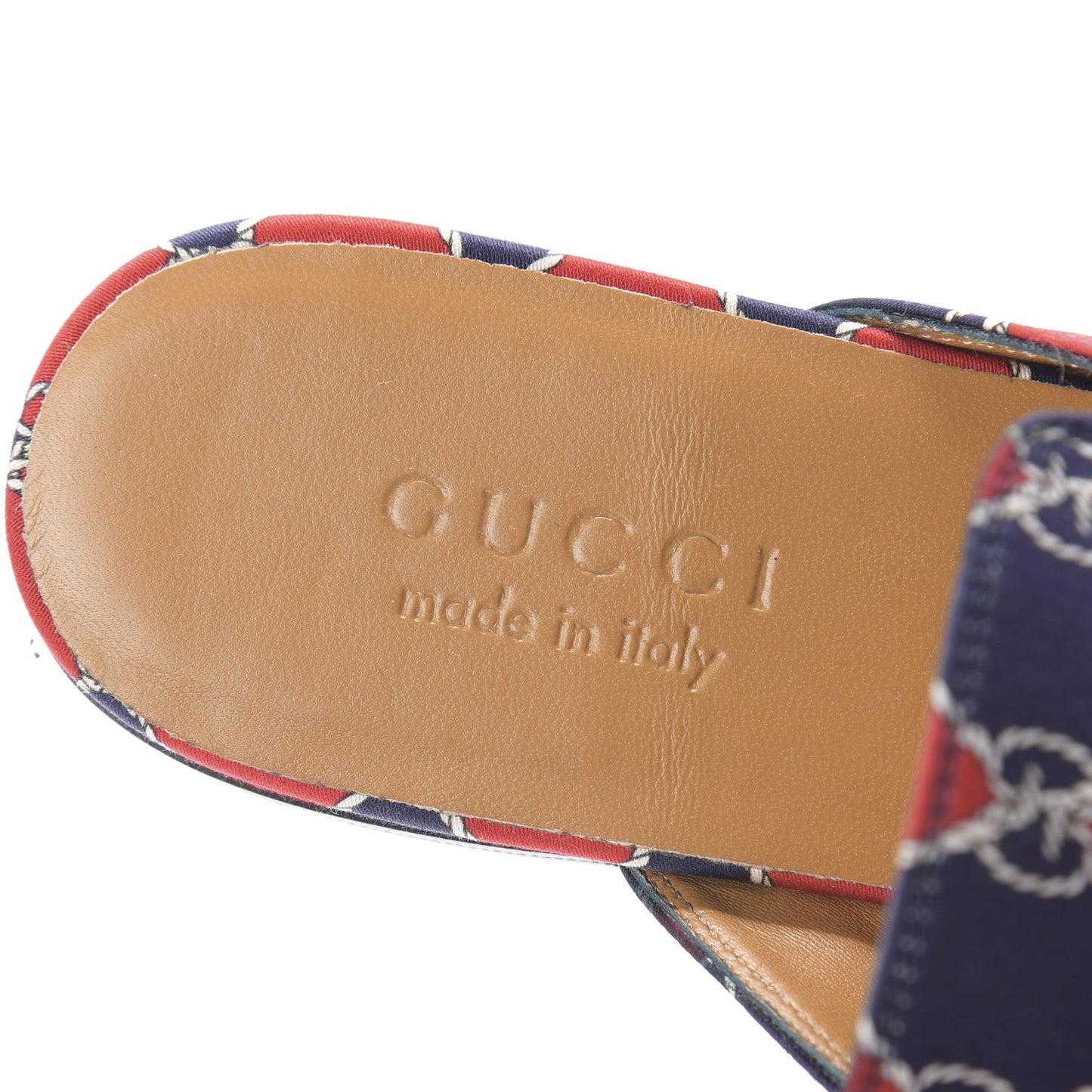 Mini GG Rhombus Chain Mens Princetown Slippers 5 Royal Bleuett Red