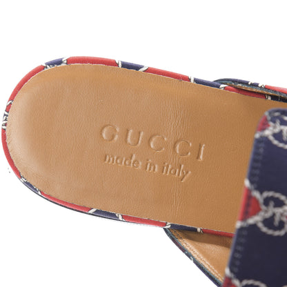 Gucci Mini GG Rhombus Chain Mens Princetown Slippers 5 Royal Bleuett Red 7 of 9