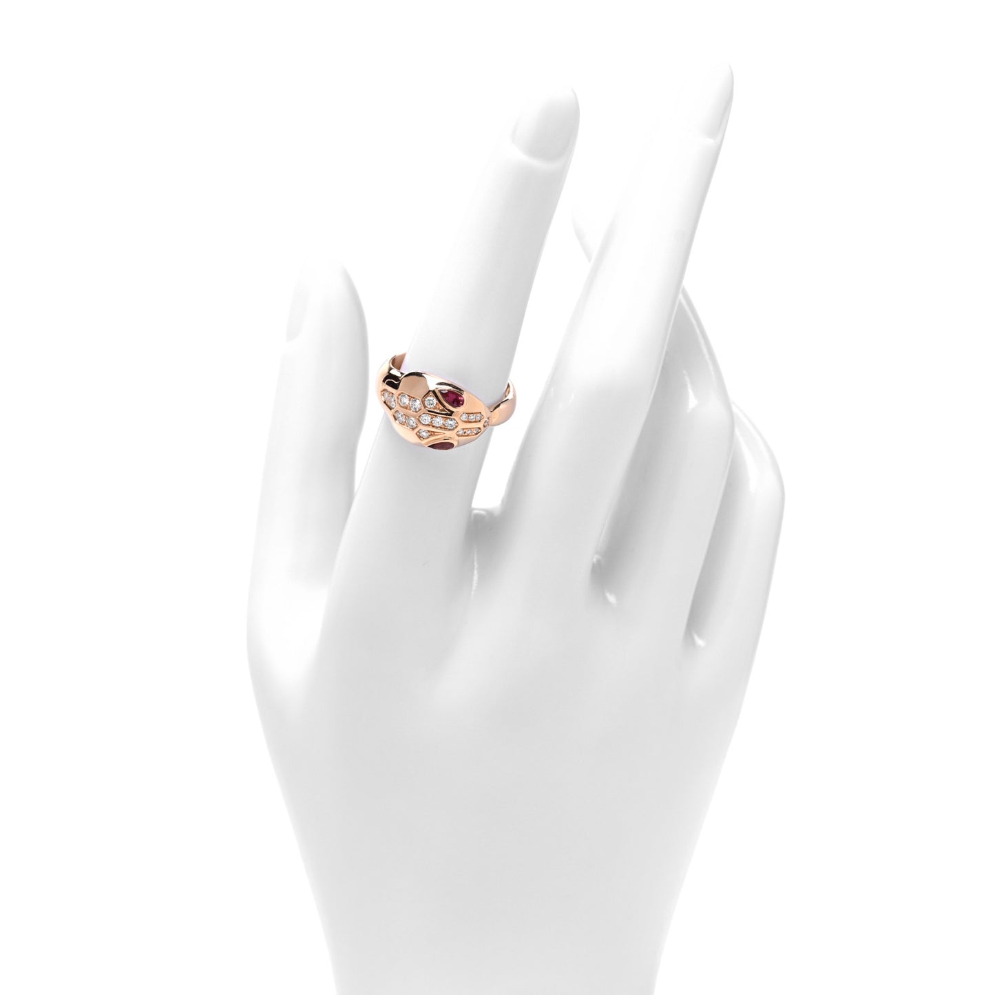 18K Rose Gold Diamond Rubellite Serpenti Seduttori Ring 54 7