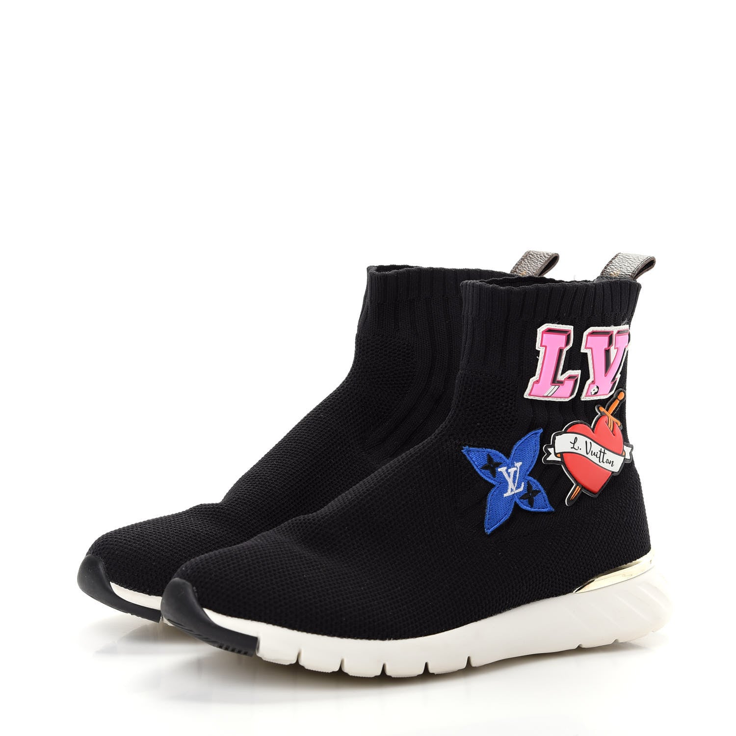 Louis Vuitton Stretch Fabric LV Black Heart Sock Sneaker 37.5 Black 3 of 10