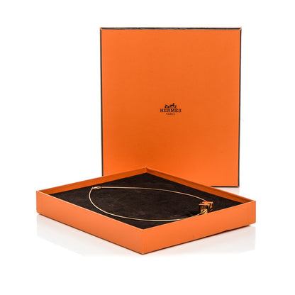 Hermes Gold Lacquered Cage d'H Pendant Necklace Orange 8 of 8