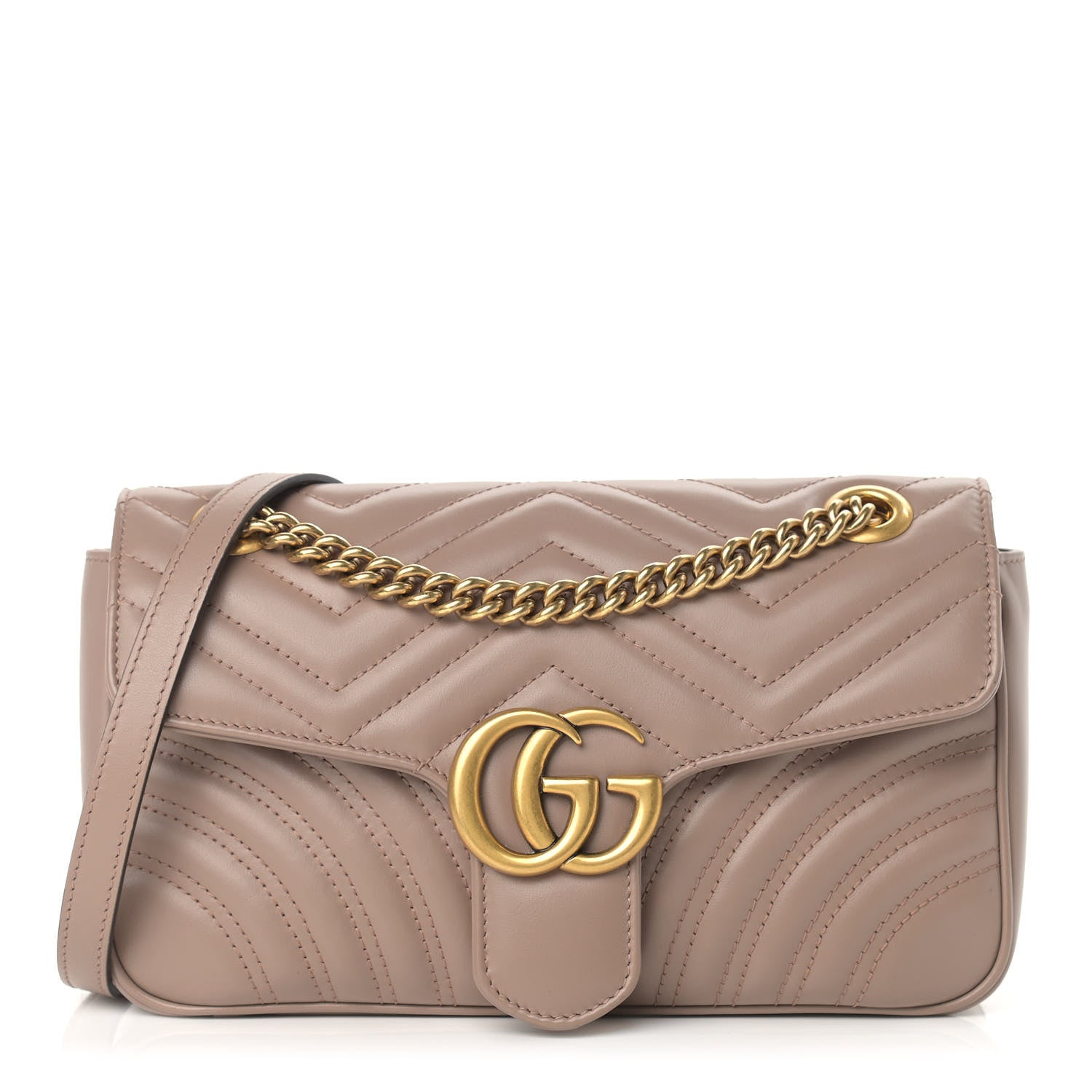 Gucci Calfskin Matelasse Small GG Marmont Shoulder Bag Porcelain Rose 1 of 12