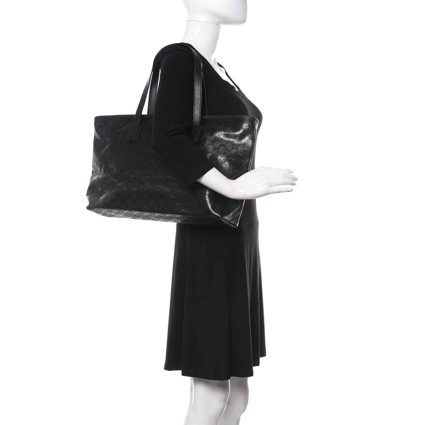 Imprime Monogram Medium Zippered Shopping Tote Black