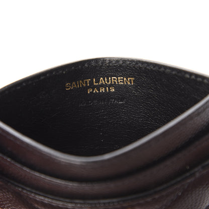 Saint Laurent Grain De Poudre Matelasse Chevron Monogram Credit Card Case Black 6 of 9