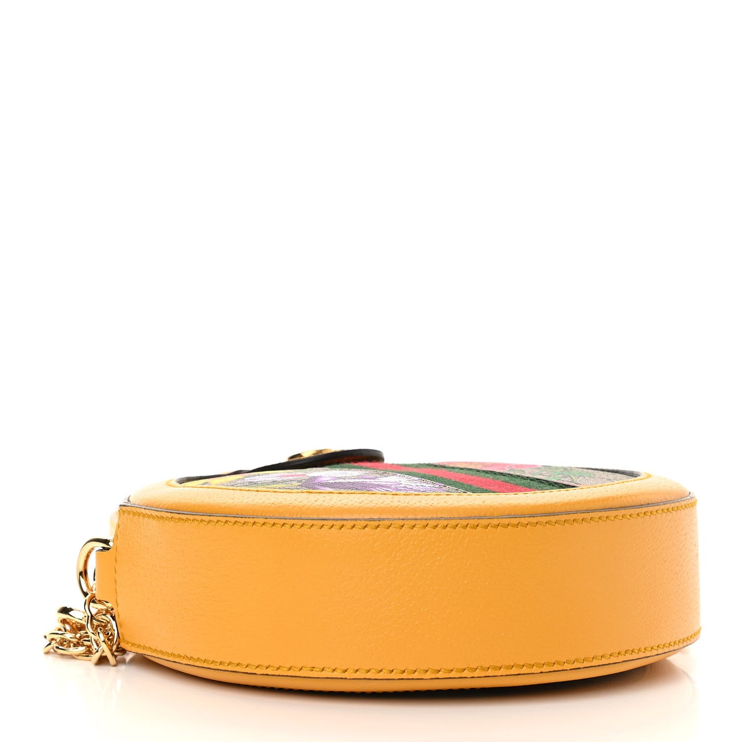 GG Supreme Monogram Flora Web Mini Ophidia Round Shoulder Bag Beige Multicolor Crop