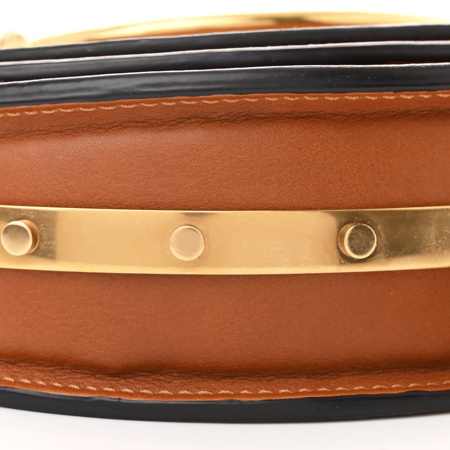 Calfskin Small Nile Bracelet Minaudiere Bag Caramel